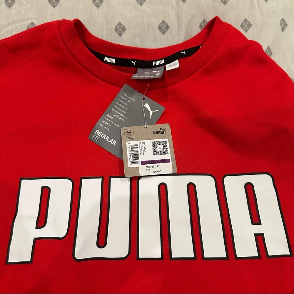 Puma Men Red Fleece Crewneck Sweatshirt